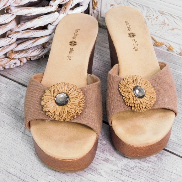 EUC LINDSAY PHILLIPS WMN SZ 10 DEVON WEDGE SANDAL - Picture 4 of 8